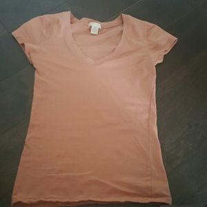 Plain peach V neck shirt
